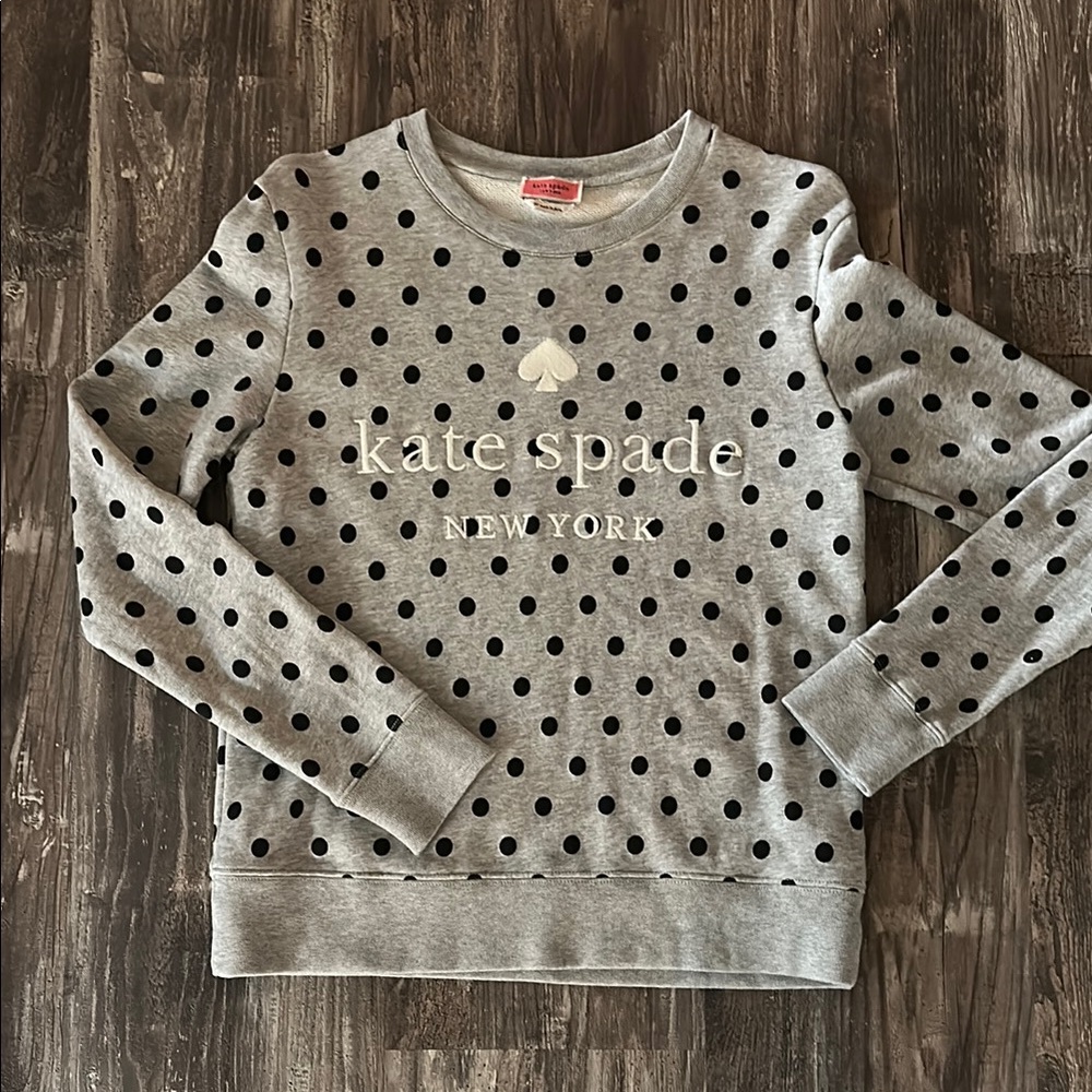 Kate Spade Gray and Black Polka Dot Sweatshirt